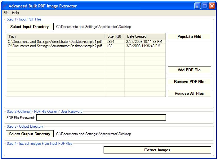 Advanced Bulk PDF Image Extractor screenshot