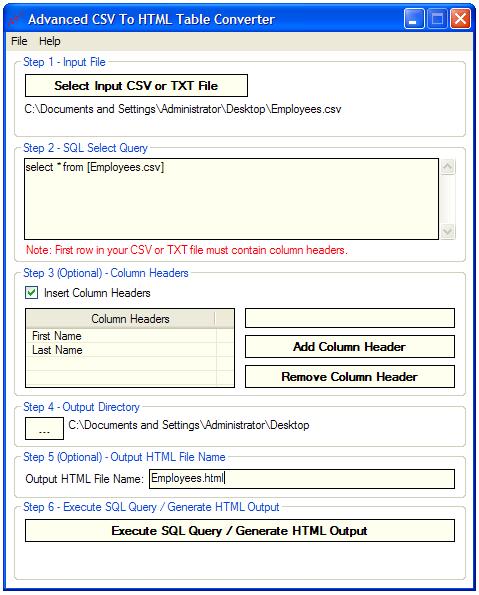 Advanced CSV To HTML Table Converter Windows 11 download