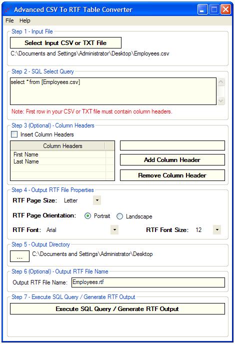 Advanced CSV To RTF Table Converter Windows 11 download