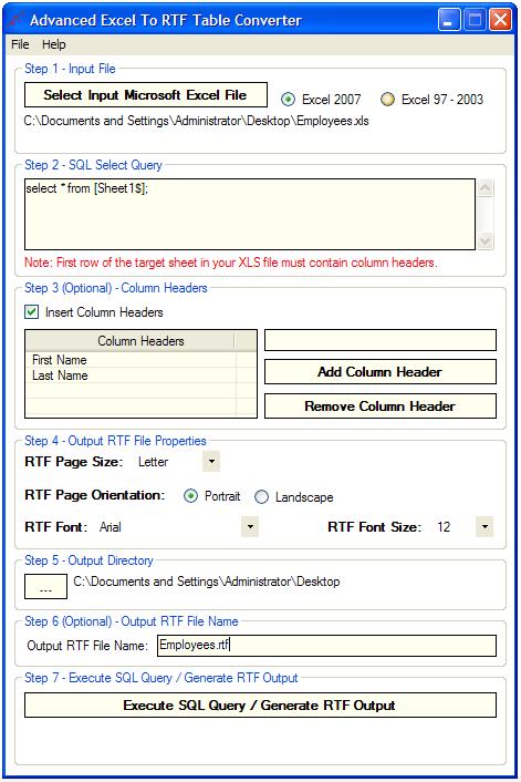 Advanced Excel To RTF Table Converter