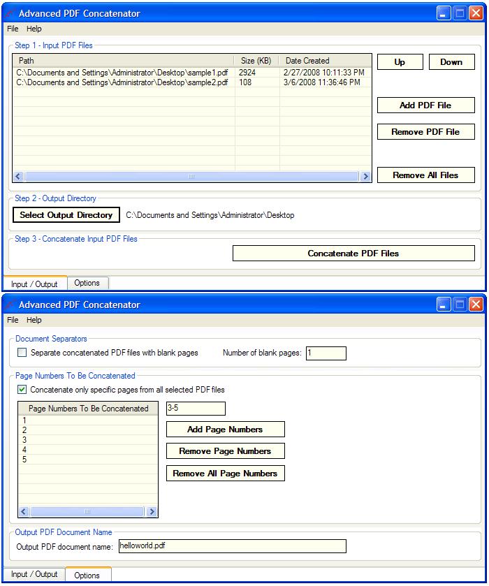 Advanced Pdf Concatenator screenshot Advanced Pdf Concatenator screenshot