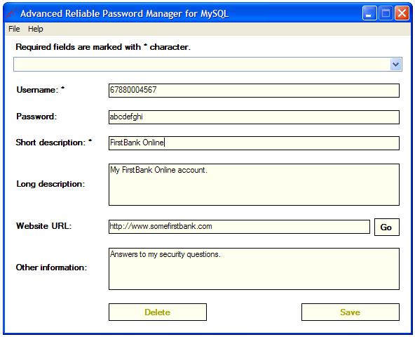 Advanced Reliable Password Manager for MySQL screenshot