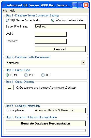 Advanced SQL Server 2000 Documentation Generator