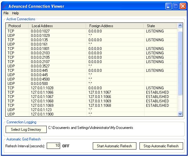 Monitors active connections (HTTP, TCP / IP, UDP, etc.) on the target machine.