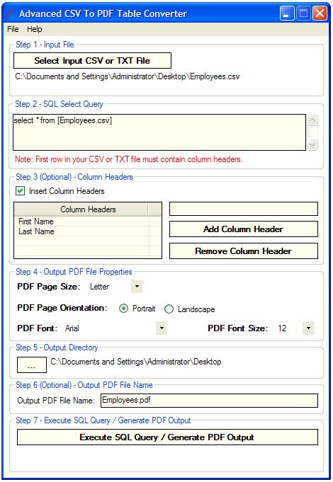 Advanced CSV To PDF Table Converter